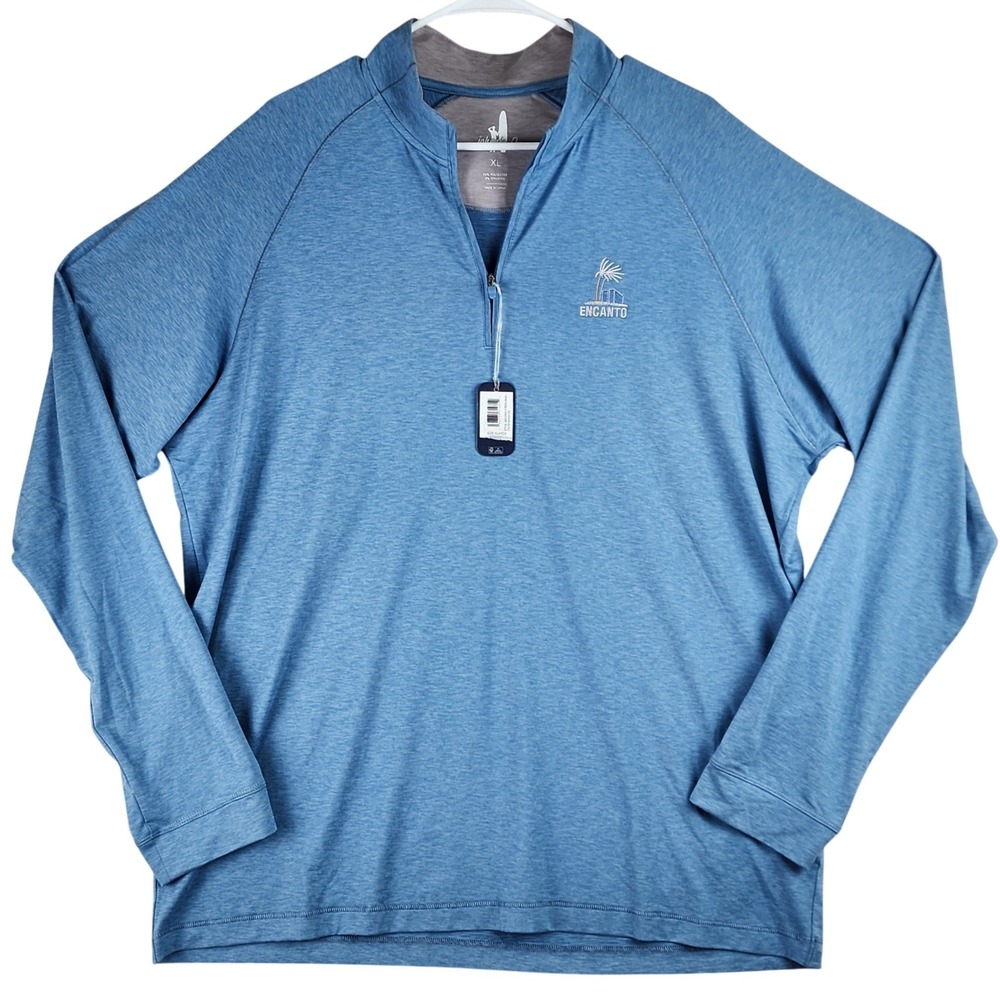 Johnnie-O Freeborne Quarter Zip Pullover Mens XL Monsoon Blue Heathered Golf